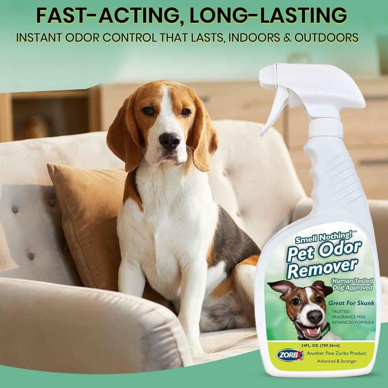 ZORBX Unscented Pet Odor Remover Spray 24 FL Oz â€“ Perfume Free Strong Litter Odor Remover - Advanced Odor Control for Carpet, Bathroom & Urine Odors - Fast Acting Odor Remover Spray for Dogs & Cats - Image 4